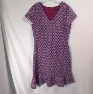 Banana Republic Huckleberry Print V-neck Dress Size 14